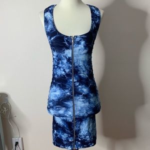 BEBE Bodycon Tir Dye Zip-up Dress